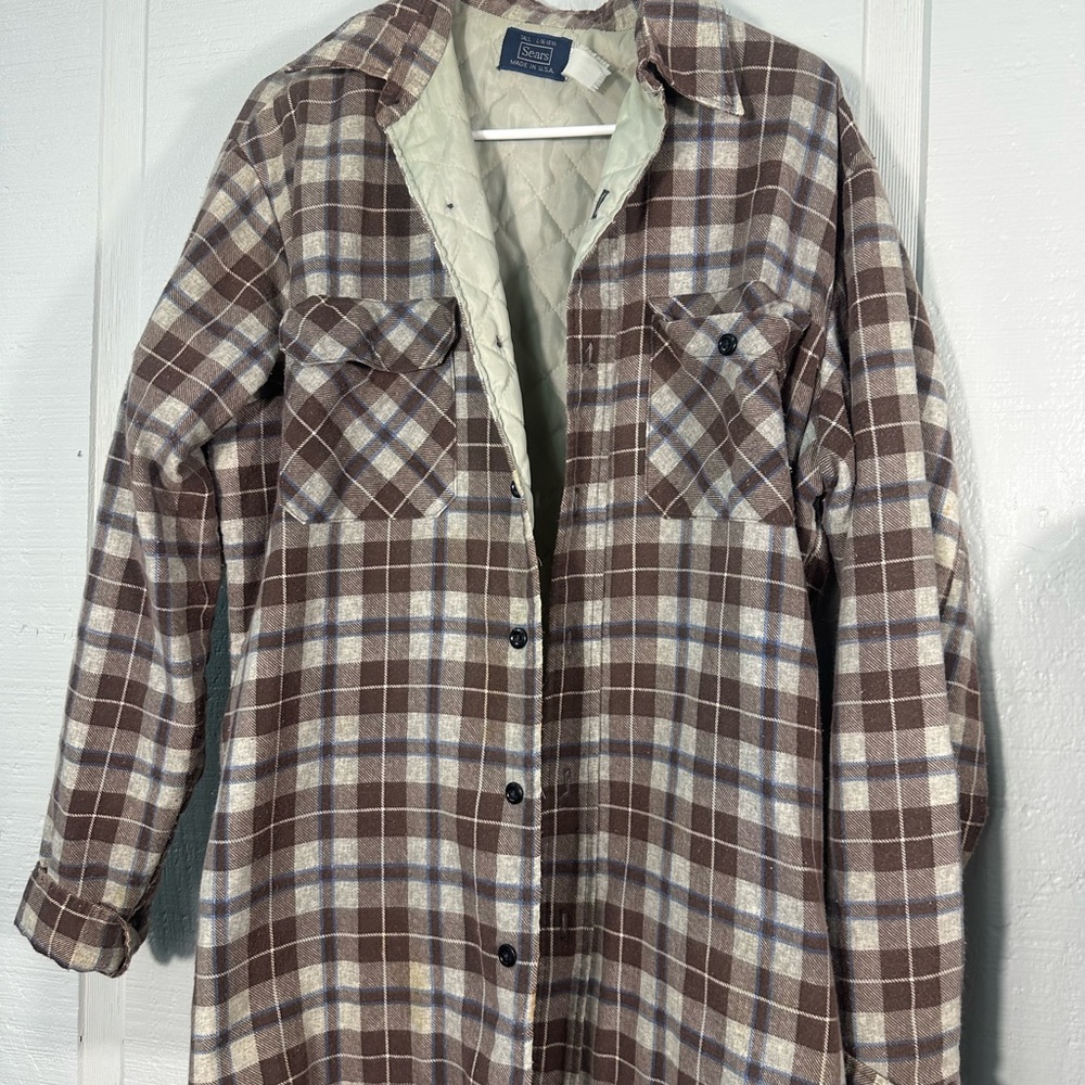 Sears Men’s Vintage Plaid Flannel Barn Jacket Size Large EUC - Picture 2 of 6